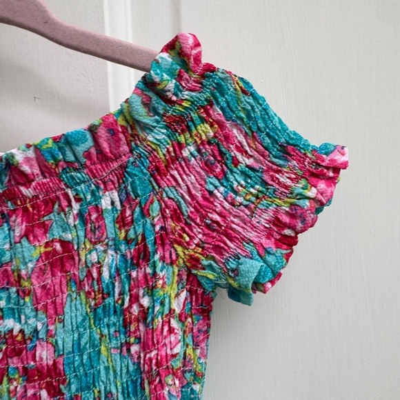 NWOT Vince Camuto 4T Girls Multicolor Floral High Low Tulip Short Sleeve Dress - Picture 2 of 7